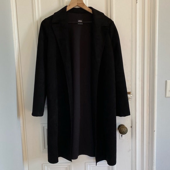 Zara faux suede black coat - Picture 1 of 4